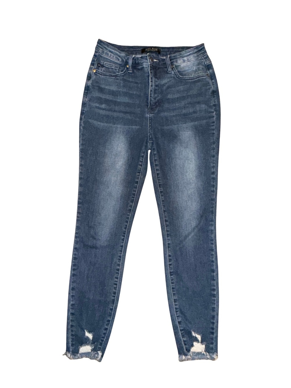 Judy Blue Distressed Frayed Hem Skinny Cropped Denim Jeans lSize 9/29